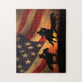 Country Western Cowboy Team Ropers ジグソーパズル (縦)