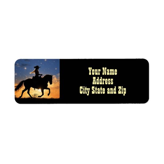 Country Western Cowgirl and Horse Label ラベル (正面)