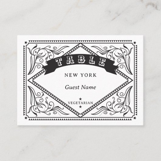 Country Western Meal Choice Menu 結婚 Option's プレイスカード (正面)