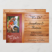 Country Western Photo Save the Date 招待状 (正面/裏面)