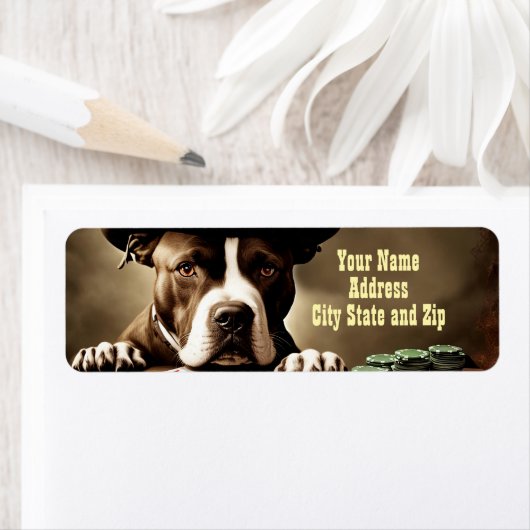 Country Western Pitbull Gambling Return Address ラベル (インサイチュ)