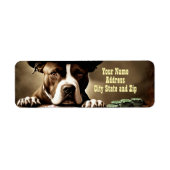 Country Western Pitbull Gambling Return Address ラベル (正面)
