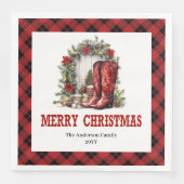 Country Western Plaid Christmas Paper Napkins (正面)