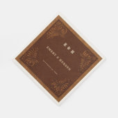 Country Western Tooled Terracotta Rustic Wedding スタンダードランチョンナプキン (角)