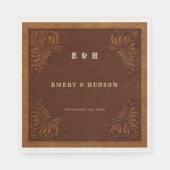 Country Western Tooled Terracotta Rustic Wedding スタンダードランチョンナプキン (正面)