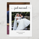 Country White/Burgundy Photoの結婚発表 招待状 (正面/裏面)