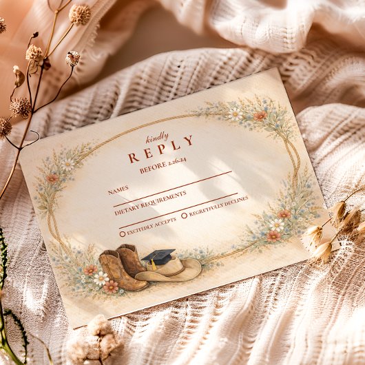 Country Wildflower Graduation Party 出欠カード