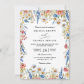 Country Wildflower Rustic Modern QR Code Wedding 招待状 (正面)