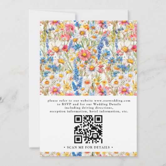 Country Wildflower Rustic Modern QR Code Wedding 招待状 (裏面)