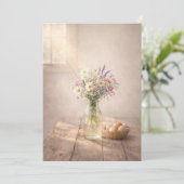 Country Wildflowers on Rustic Table Greeting Card 招待状 (スタンド正面)