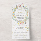 Country Wildflowers Oval Frame Photo 結婚's オールインワン招待状 (内側)