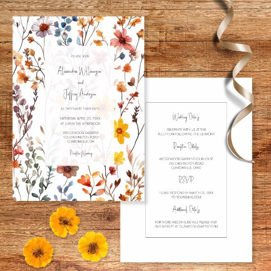 Country Wildflowers Wedding Invitation 招待状