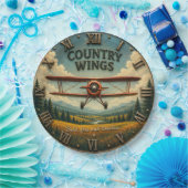 Country Wings Vintage Biplane Rustic Aviation ペーパープレート (パーティー)