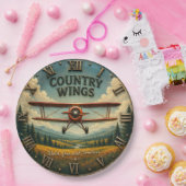 Country Wings Vintage Biplane Rustic Aviation ペーパープレート (パーティー)