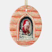 Country Winter Log Cabin Christmas Photo セラミックオーナメント (右)