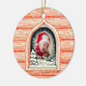 Country Winter Log Cabin Christmas Photo セラミックオーナメント (左)