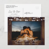 Country Wood素朴の結婚写真Save The Date 案内ポストカード (正面/裏面)
