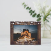 Country Wood素朴の結婚写真Save The Date 案内ポストカード (スタンド正面)