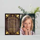 Country Wood素朴 Girl写真の確認 – 金ゴールド 箔招待状 (立ち正面)