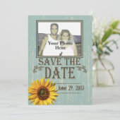 Country Wood and Sunflower Photo Save the Date セーブザデート (スタンド正面)