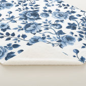 Countryside Blue Floral Pattern シェルパブランケット (3/4)