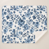 Countryside Blue Floral Pattern シェルパブランケット (正面(横))