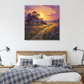 Countryside Glow - Painterly Style Landscape キャンバスプリント (インサイチュ (寝室))