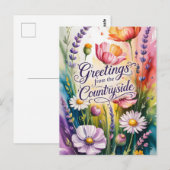 Countryside Greetings Floral Design ポストカード (正面/裏面)