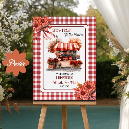 Countryside Picnic Gingham Bridal Shower Welcome ポスター