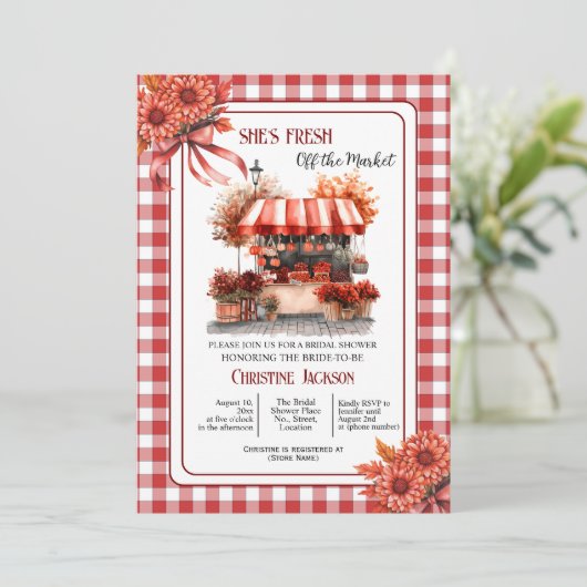 Countryside Picnic QR Code Bridal Shower  招待状 (スタンド正面)