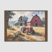 Countryside rural landscape with barn and tractor 薄葉紙 (正面)