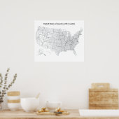 Countyの統一されたアウトライン空白のマップの州 ポスター (キッチン)