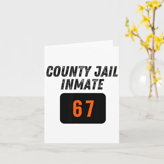 County Jail Prison Inmate 67 Halloween Funny Mens  カード (黄色い花)