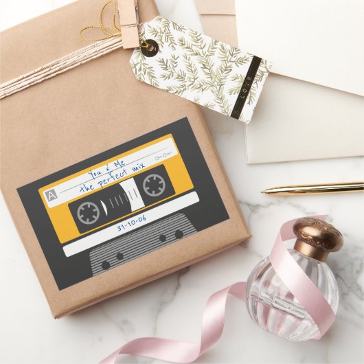Couple Anniversary 1980のヴィンテージカセットテープ 長方形シール (ギフト)