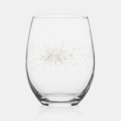 Couple Birds Monogram flowers Elegant Wedding  ステムなしワイングラス (正面)