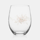 Couple Birds Monogram flowers Elegant Wedding  ステムなしワイングラス (裏面)