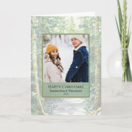 Couple Christmas Photo Card - Woodland カード