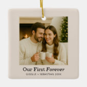 Couple Christmas Photo Personalized Keepsake セラミックオーナメント (正面)