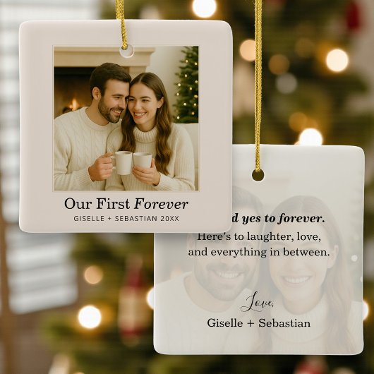 Couple Christmas Photo Personalized Keepsake セラミックオーナメント