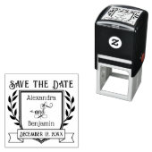 Couple Crest Ribbon Botanical Save the Date #2 セルフインキングスタンプ (インサイチュ)