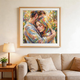 Couple Embrace Impressionist Style ポスター