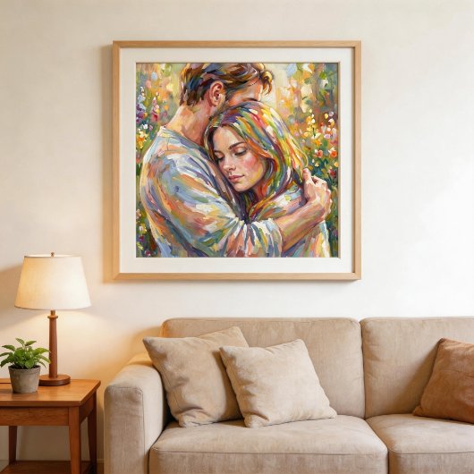Couple Embrace Impressionist Style ポスター