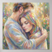Couple Embrace Impressionist Style ポスター (正面)