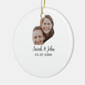 Couple face photo add name date simple wedding  セラミックオーナメント (左)