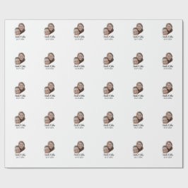 Couple face photo add name date simple wedding  ラッピングペーパー