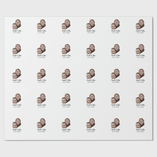 Couple face photo add name date simple wedding  ラッピングペーパー (フラット)