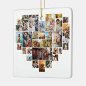 Couple Family Heart Shaped Photo Collage セラミックオーナメント (左)