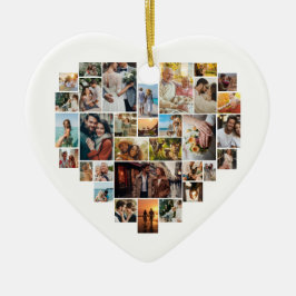 Couple Family Heart Shaped Photo Collage  セラミックオーナメント