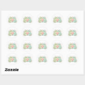Couple Frog Sticker Cute Two Frogs Love Heart Roma ラウンドシール (シート)
