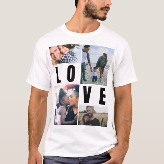 Couple Love | 4 Photo Collage Template Tシャツ (正面)